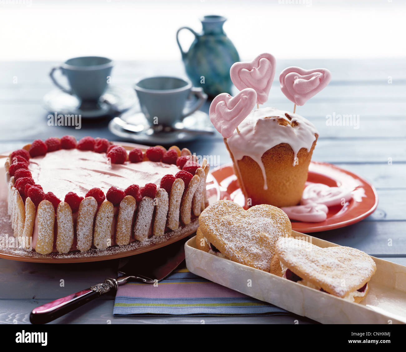 Tableau: Himbeer Herzen / Kirsche Herz / Zitrone Töpfe Stockfotografie ...