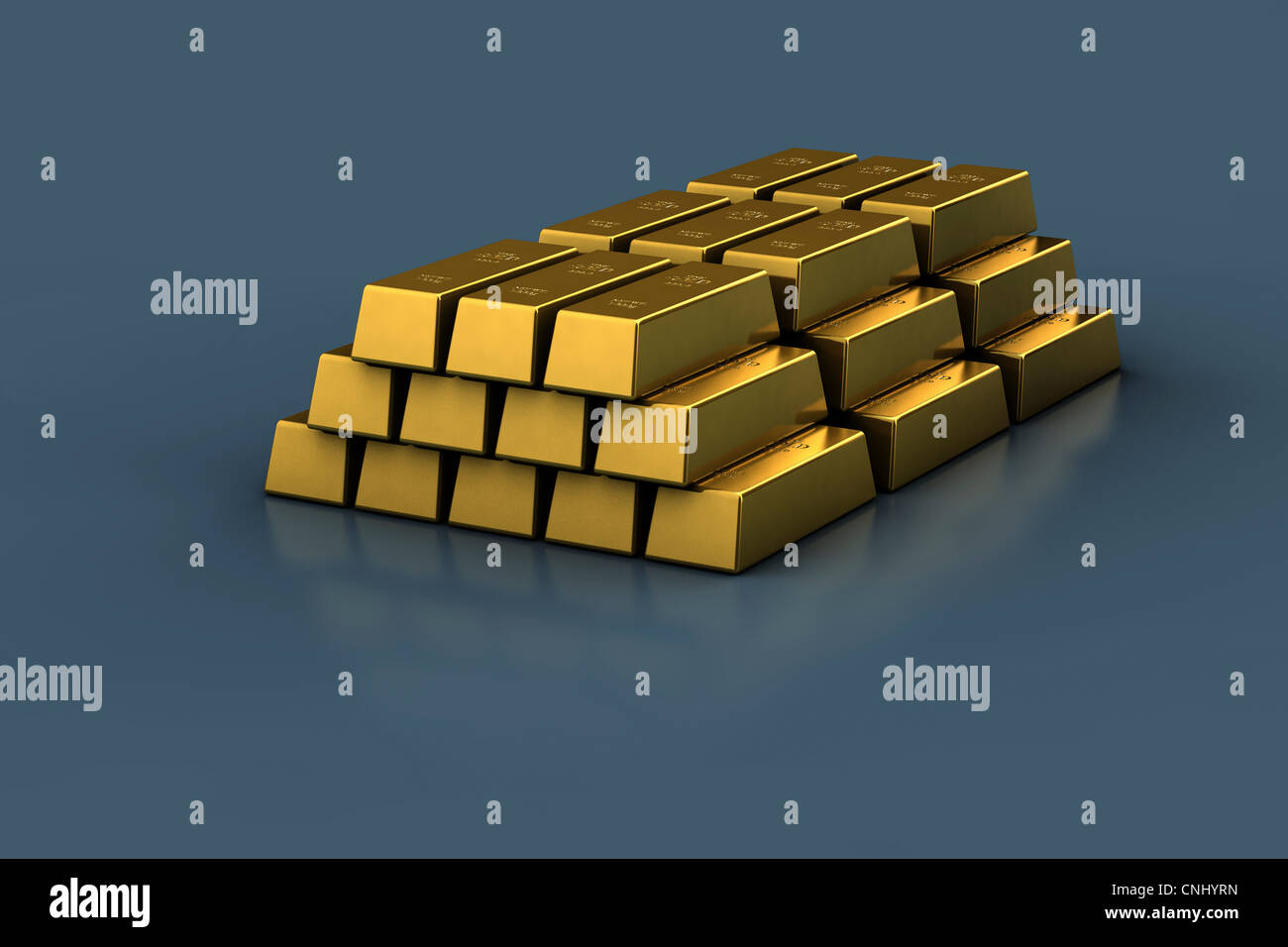 Stapel von Goldbarren Stockfoto