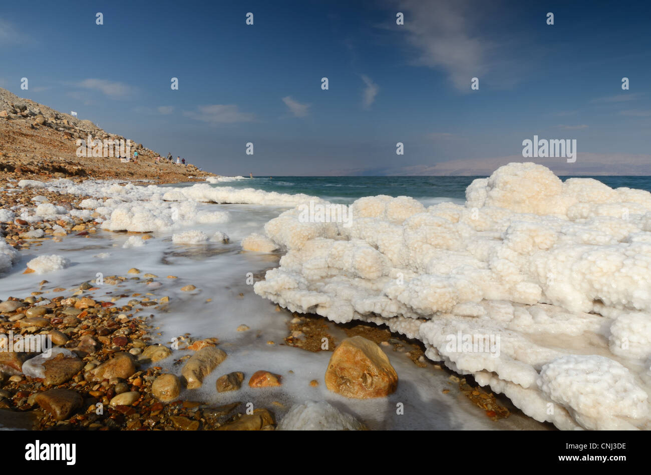 Salzformationen im Toten Meer in Israel in der Nähe der Stadt Ein Gedi. Stockfoto