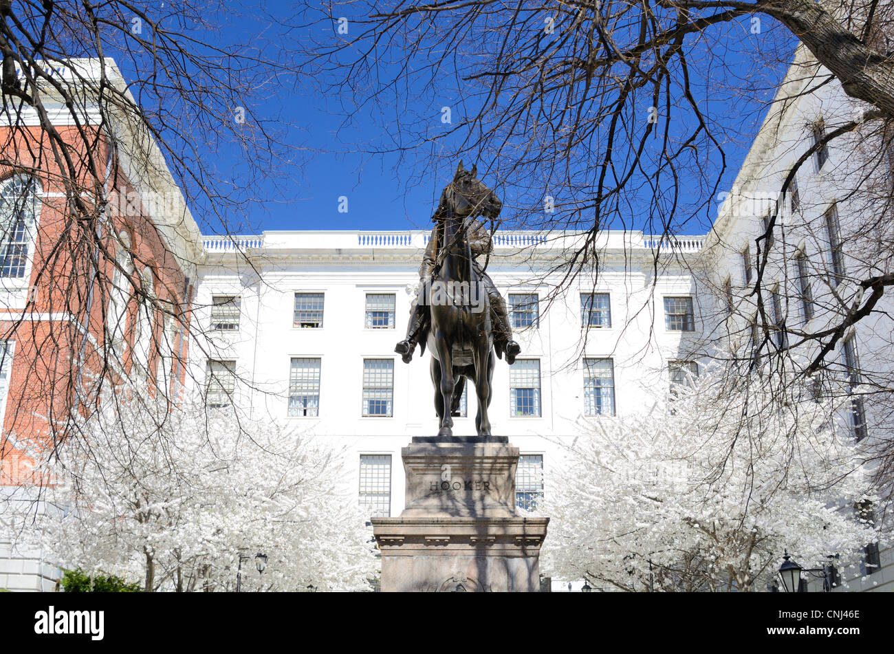 Joseph Hooker-Statue an der Massachusetts State House in Boston, Massachusetts. Stockfoto