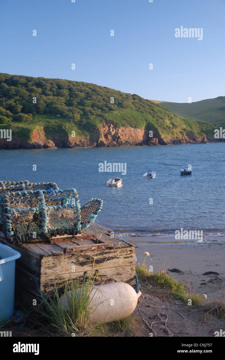 Crab Pots South Devon Stockfoto