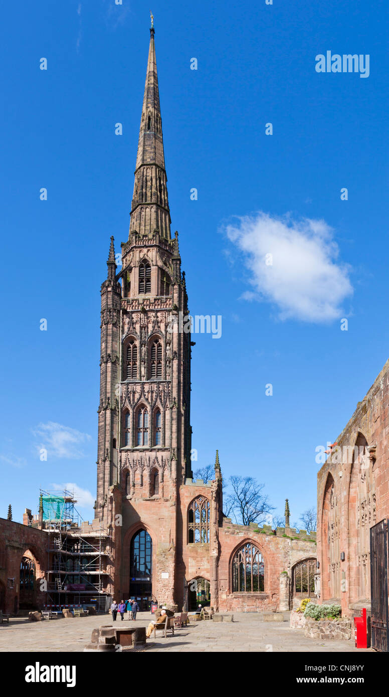 Alten Coventry bombardiert Kathedrale Bell Tower Coventry West Midlands England UK GB EU Europa Stockfoto