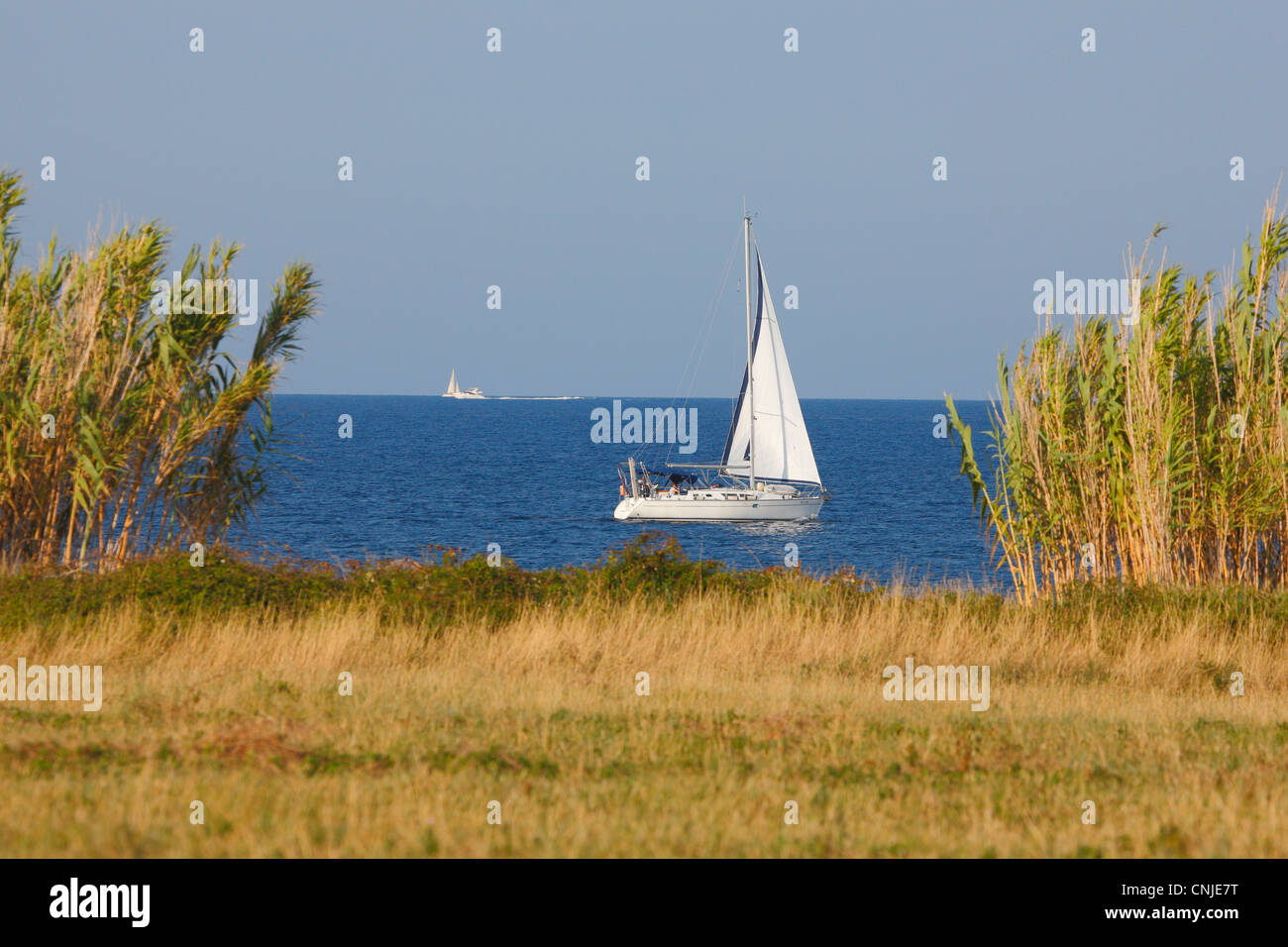 Segelboot auf Insel Unije Stockfoto