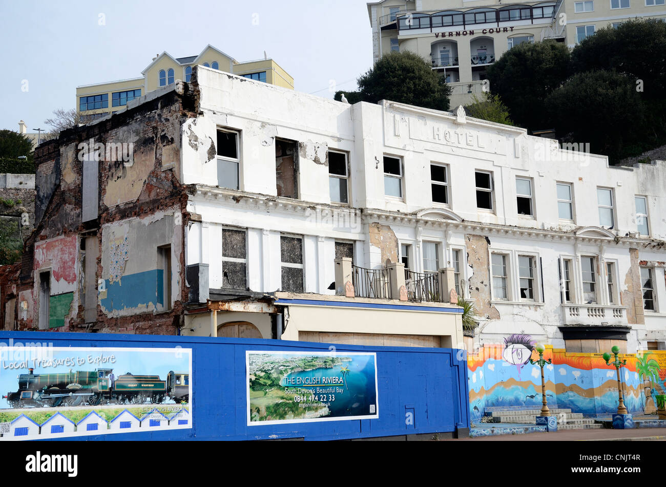 Eine verfallene Schloss Hotel in Torquay in Devon, Großbritannien Stockfoto