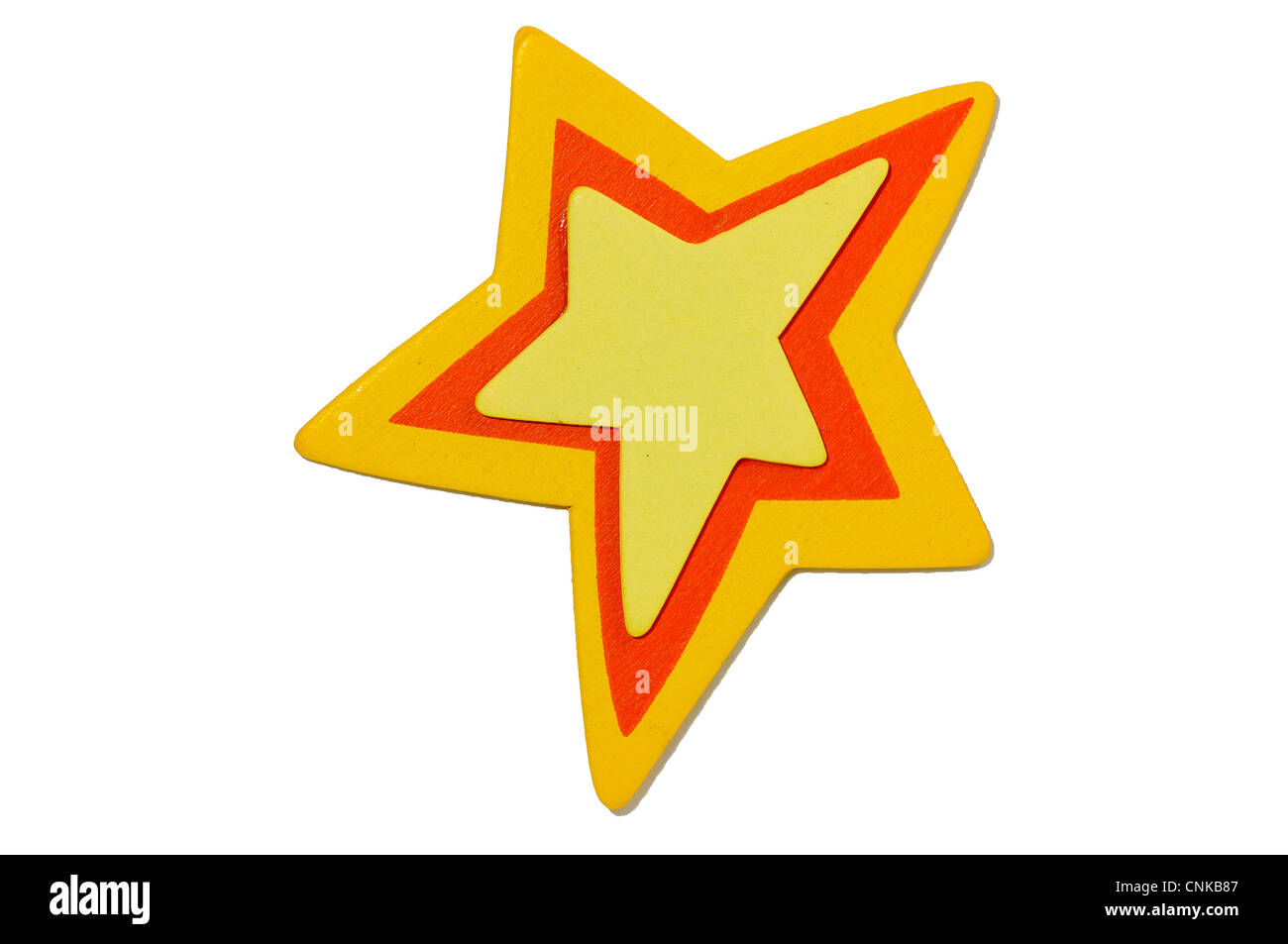 Gelb und orange Stern auf weißem Hintergrund Stockfoto