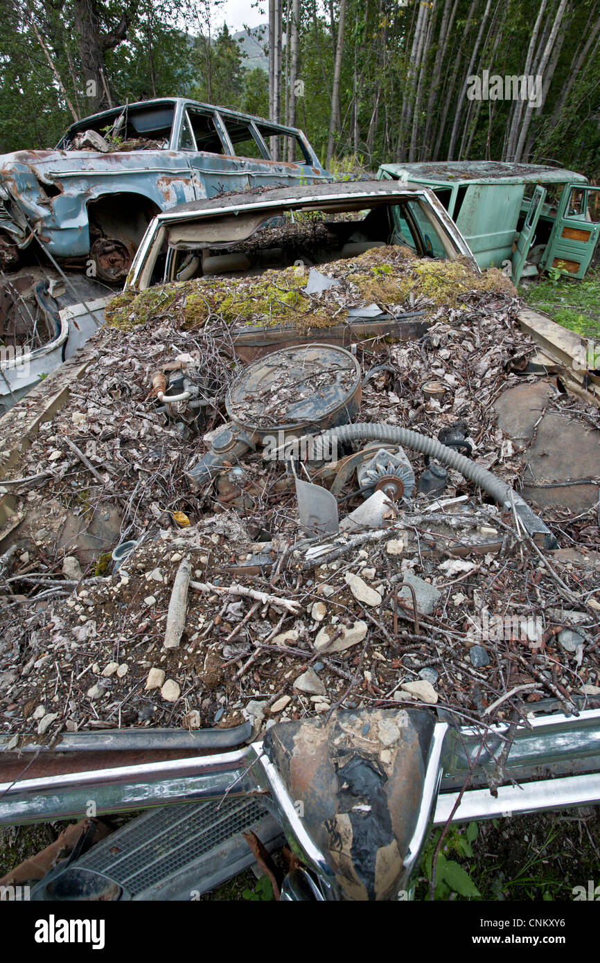 Auto-Friedhof. Alaska. USA Stockfoto