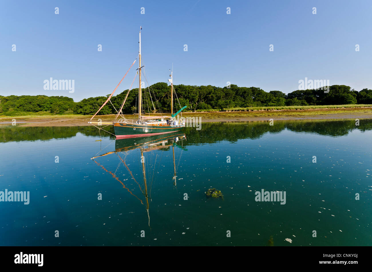 Ruhigen Morgen in Newtown Creek auf der Isle Of Wight. Einen bevorzugten Ankerplatz für Yachten Stockfoto