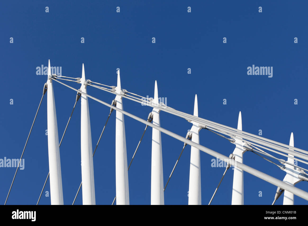 Detail der MediaCityUK Schaukel Fußgängerbrücke, Salford Quays, Manchester, UK Stockfoto