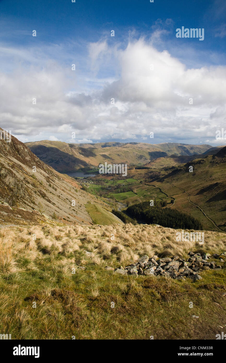 Blick auf Glenridding und Grisedale Beck Stockfoto