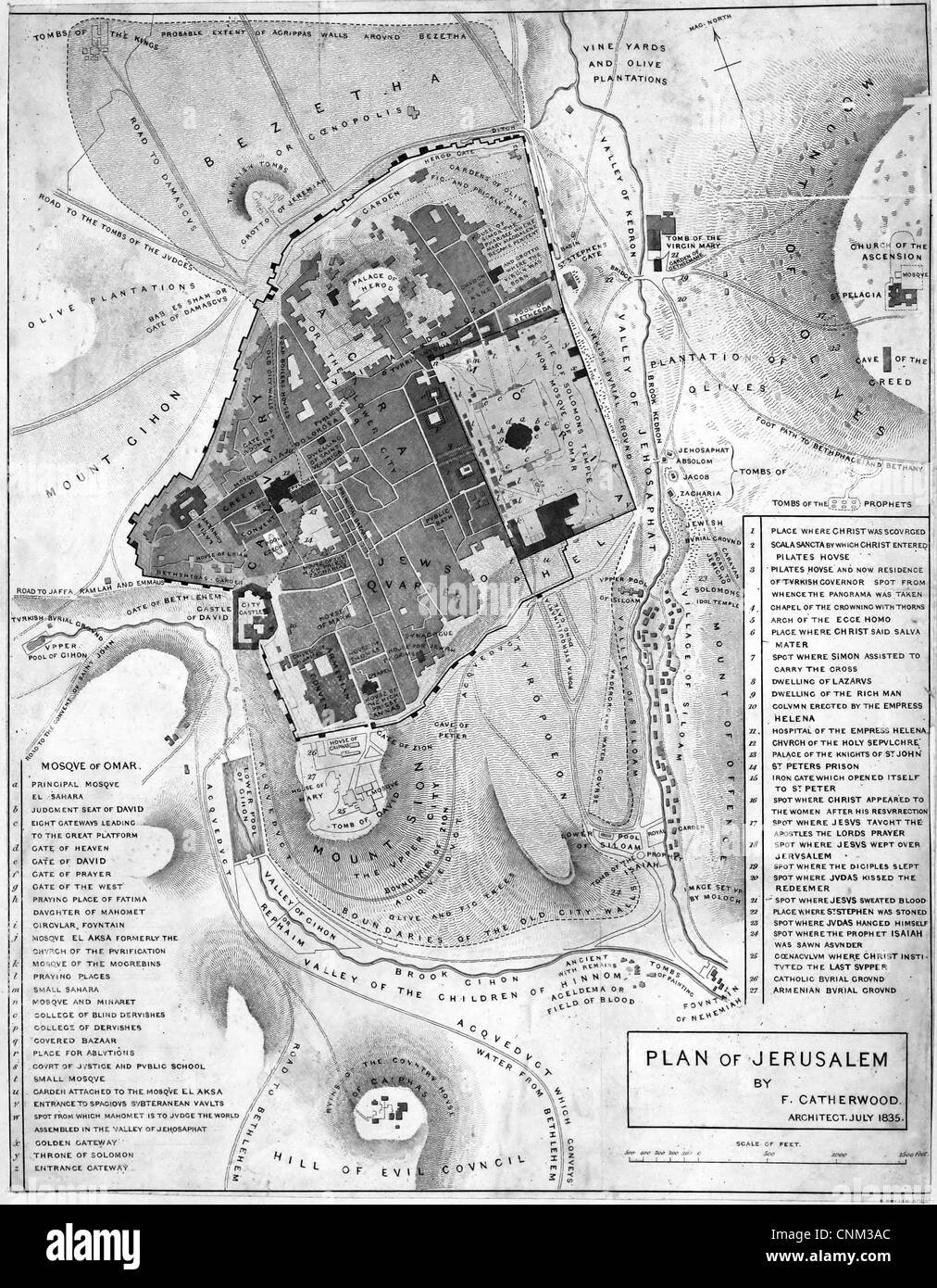 Karte von Jerusalem, ca. 1835 Stockfoto