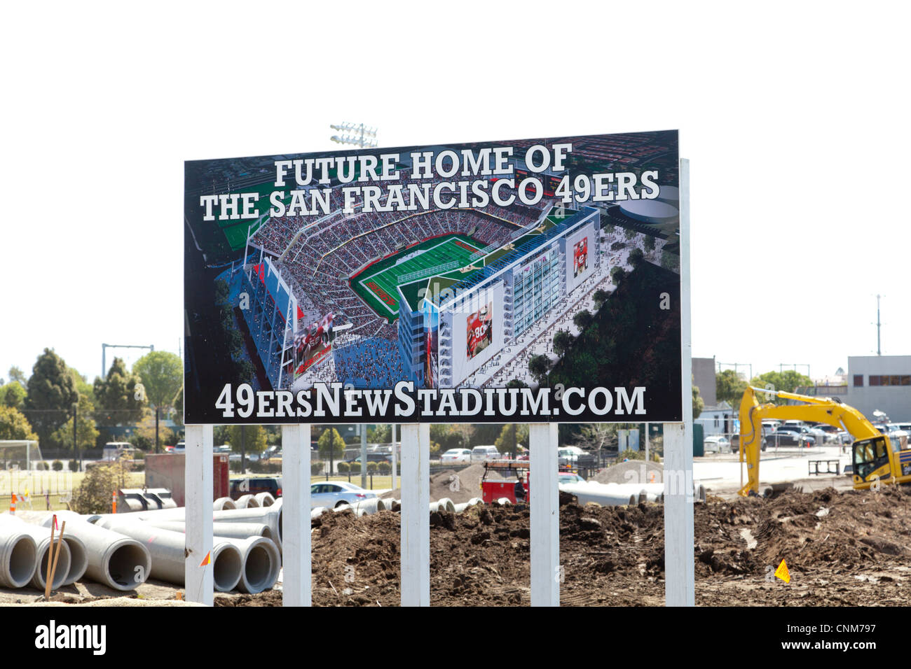 Future Home der 49er Zeichen vor Stadionbau. Stockfoto