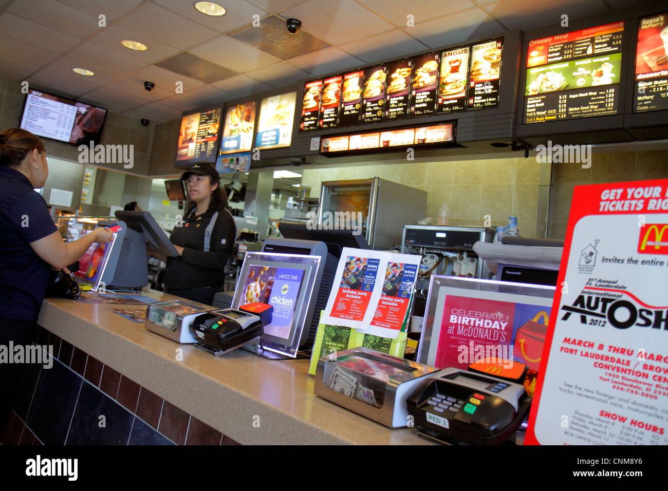 Fort Ft. Lauderdale Florida, McDonald's, Burger, Hamburger, Franchise, Fast Food, Restaurant Restaurants Essen Essen gehen Café Cafés Bistro, Theke, Menü, Stockfoto