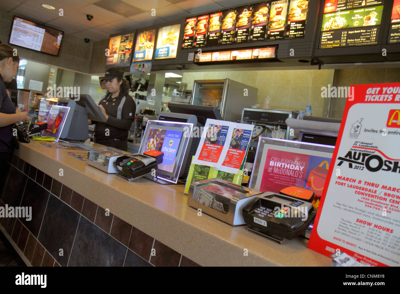 Fort Ft. Lauderdale Florida, McDonald's, Burger, Hamburger, Franchise, Fast Food, Restaurant Restaurants Essen Essen gehen Café Cafés Bistro, Theke, Menü, Stockfoto