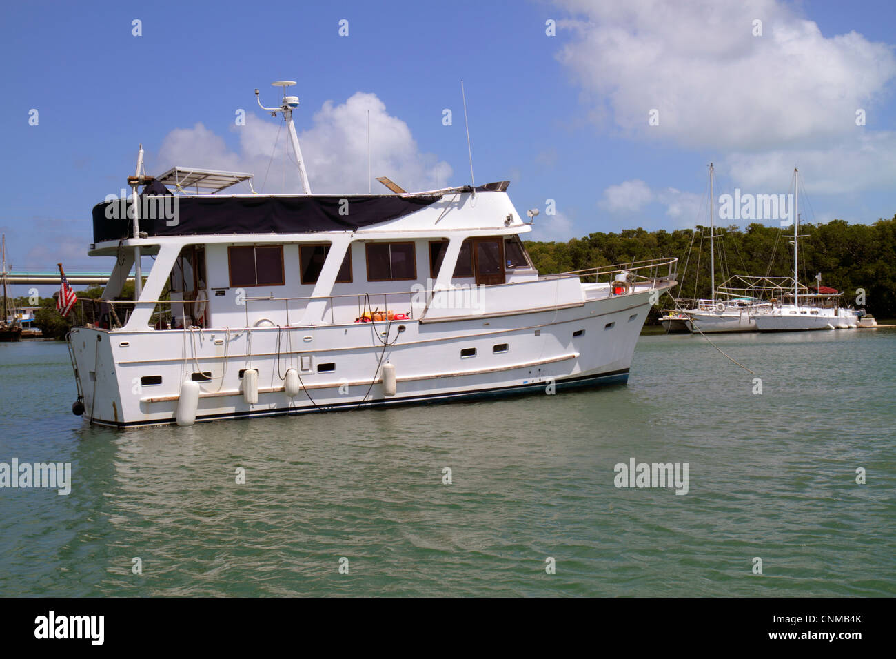 Florida Upper Key Largo Florida Keys, Blackwater Sound, Florida Bay Water, Boote, verankert, Besucher reisen Reise touristischer Tourismus Wahrzeichen landmar Stockfoto