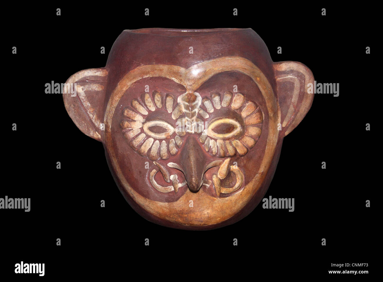 Keramik-Eule-Gottheit, Moche Zivilisation Peru Stockfoto