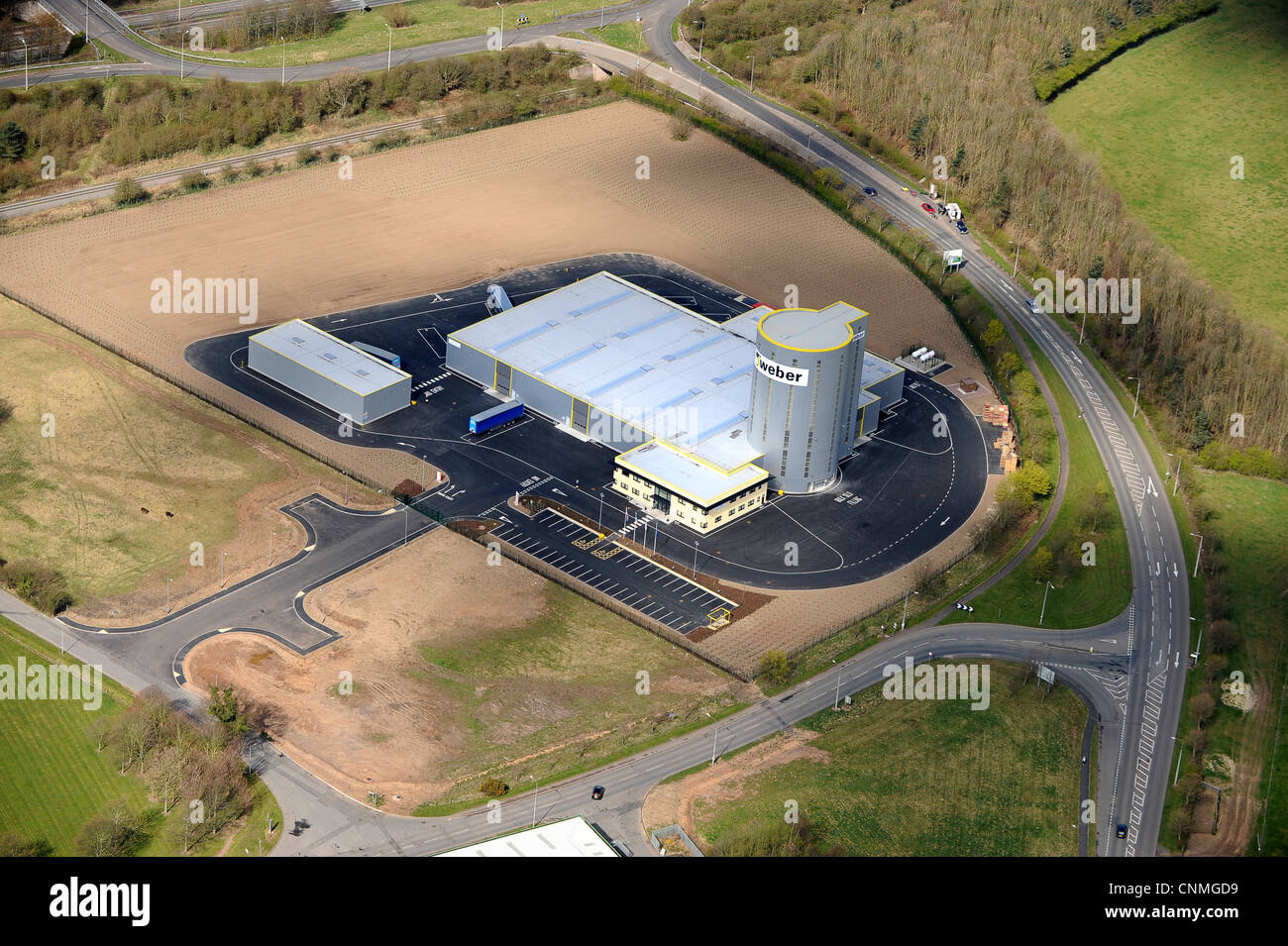 Luftaufnahme des Standortes Saint-Gobain Weber in Telford Stockfoto