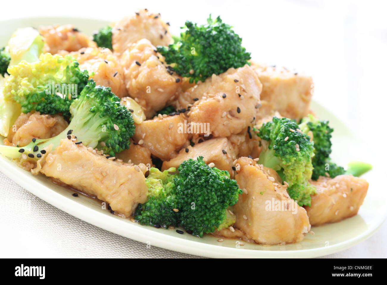 Nahaufnahme von Sesam Huhn. Stockfoto