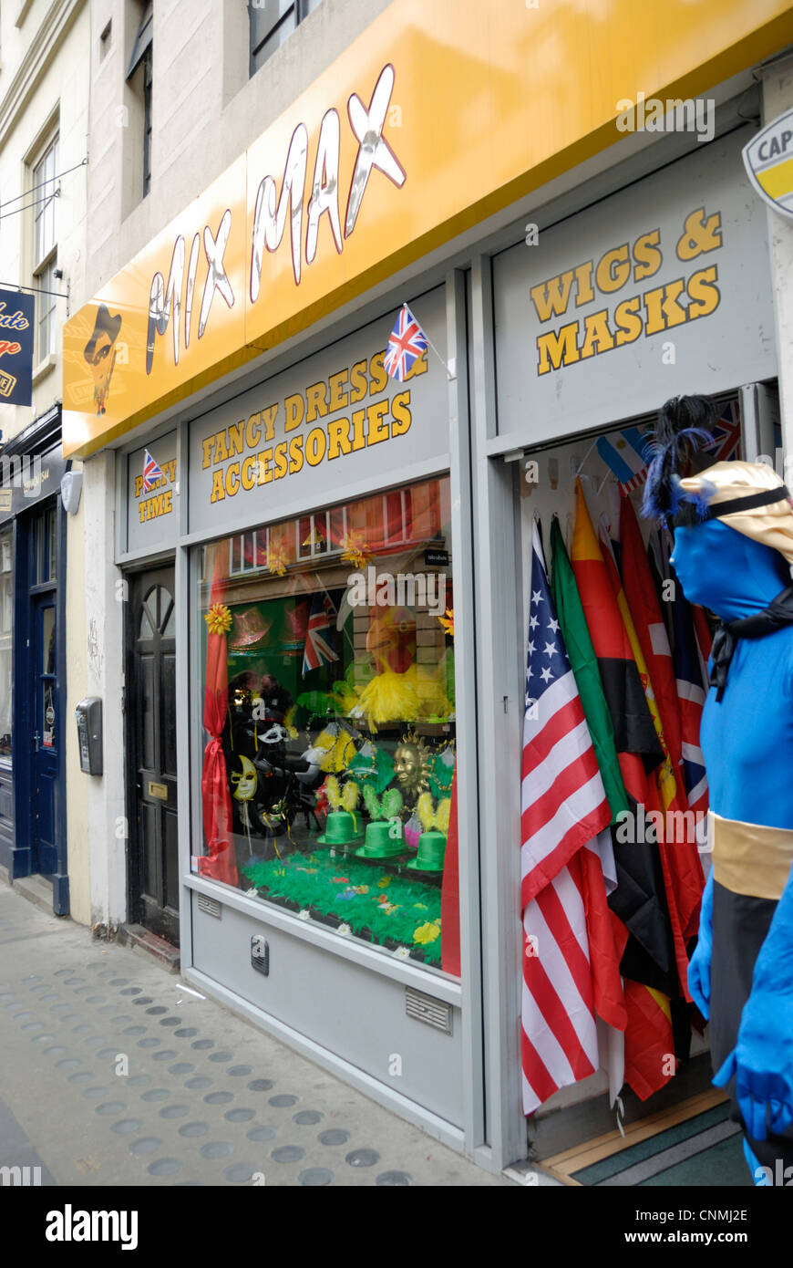 Mix Max Kostüm und Zubehör-Shop in Berwick Street, Soho, London, Großbritannien Stockfoto