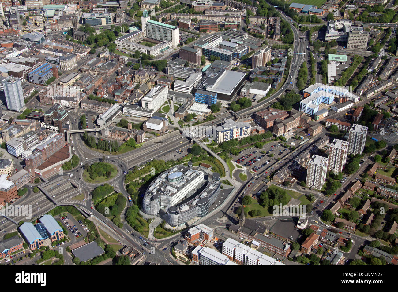 Luftaufnahme der Northumbria University, Newcastle Upon Tyne Stockfoto