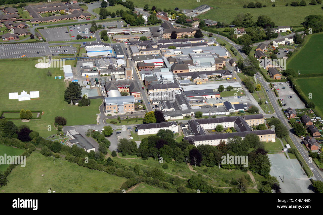 Luftbild des Robert Jones and Agnes Hunt Orthopädischen Krankenhauses in Oswestry, Shropshire, Großbritannien Stockfoto