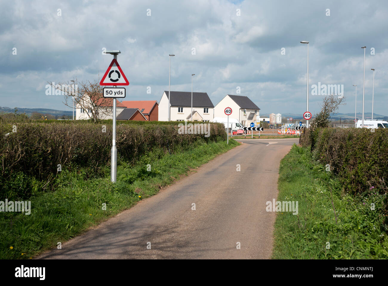 Der Aufbau der neuen Häuser in Cranbrook, die Neuentwicklung der Gemeinschaft, der östlich von Exeter in East Devon Stockfoto