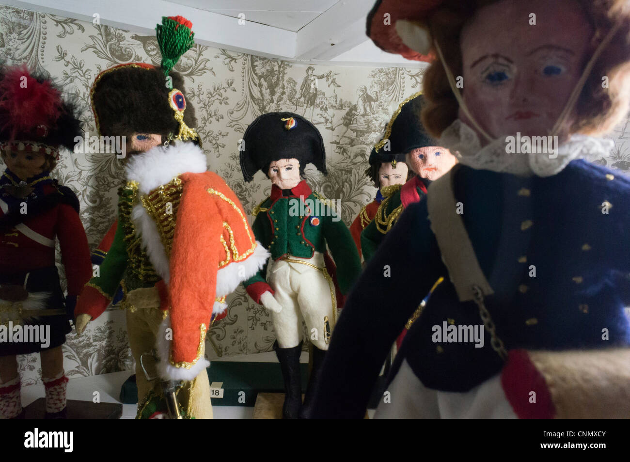 Wallington Hall, Northumberland, UK. Gefüllte Figuren des militärischen napoleonischen Soldaten. Spuk ungerade Sachen. Stockfoto