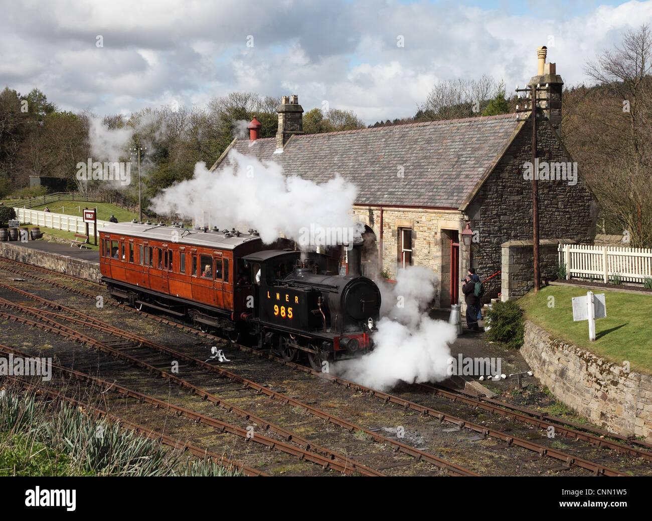Ex-LNER Y & Dampflokomotive am Rowley station North Of England Open Air Museum Beamish NE England UK Stockfoto