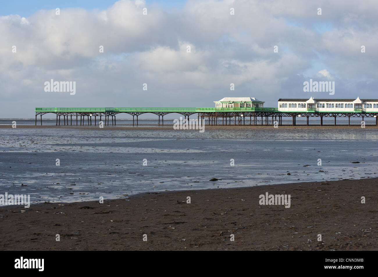 Ansicht des viktorianischen Pier am Badeort, Baujahr 1885, St.-Annen Pier, Lytham St. Anne's, Lancashire, England, Januar Stockfoto