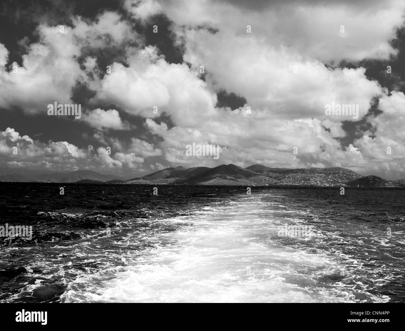 Blick von der Rückseite einer Fähre verlassen Cruz Bay, St. John, US Virgin Islands Stockfoto