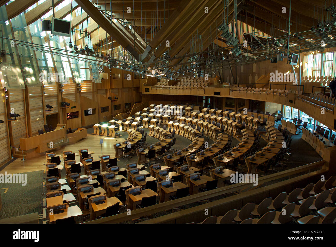 Sitzungssaal im Gebäude schottischen Parlaments, Edinburgh, Schottland Stockfoto
