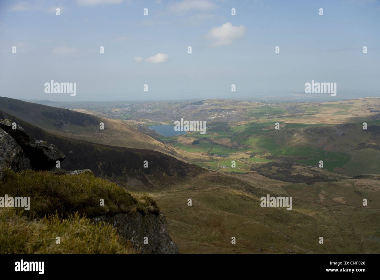 Auf der Suche Nantlle talabwärts von Nantlle Ridge, Snowdonia, Nordwales Stockfoto