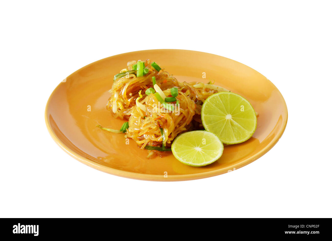 Lieblings-Thai-Küche, Thai-Food Pad Thai, Stir Fry Nudeln auf orange Schale Stockfoto