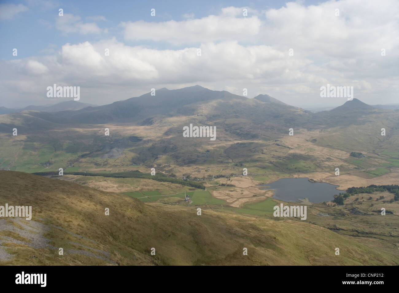 Snowdon vom Nantlle Grat in Snowdonia in Nord-Wales Stockfoto