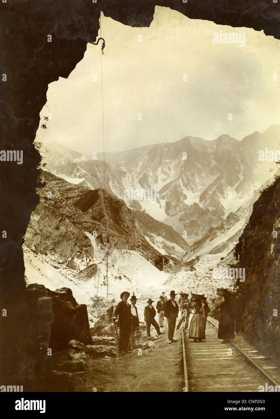 Ca. 1910 Foto, Galleria di Sponda - Cave di Ravaccione. Stockfoto
