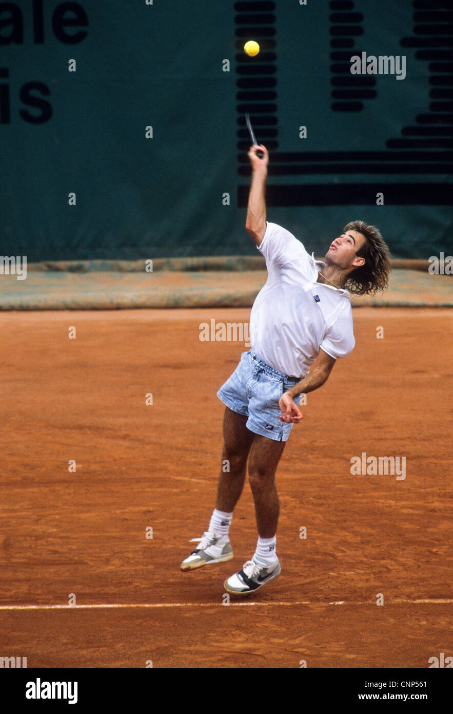 Andre Agassi in der 1988 French Open. Stockfoto