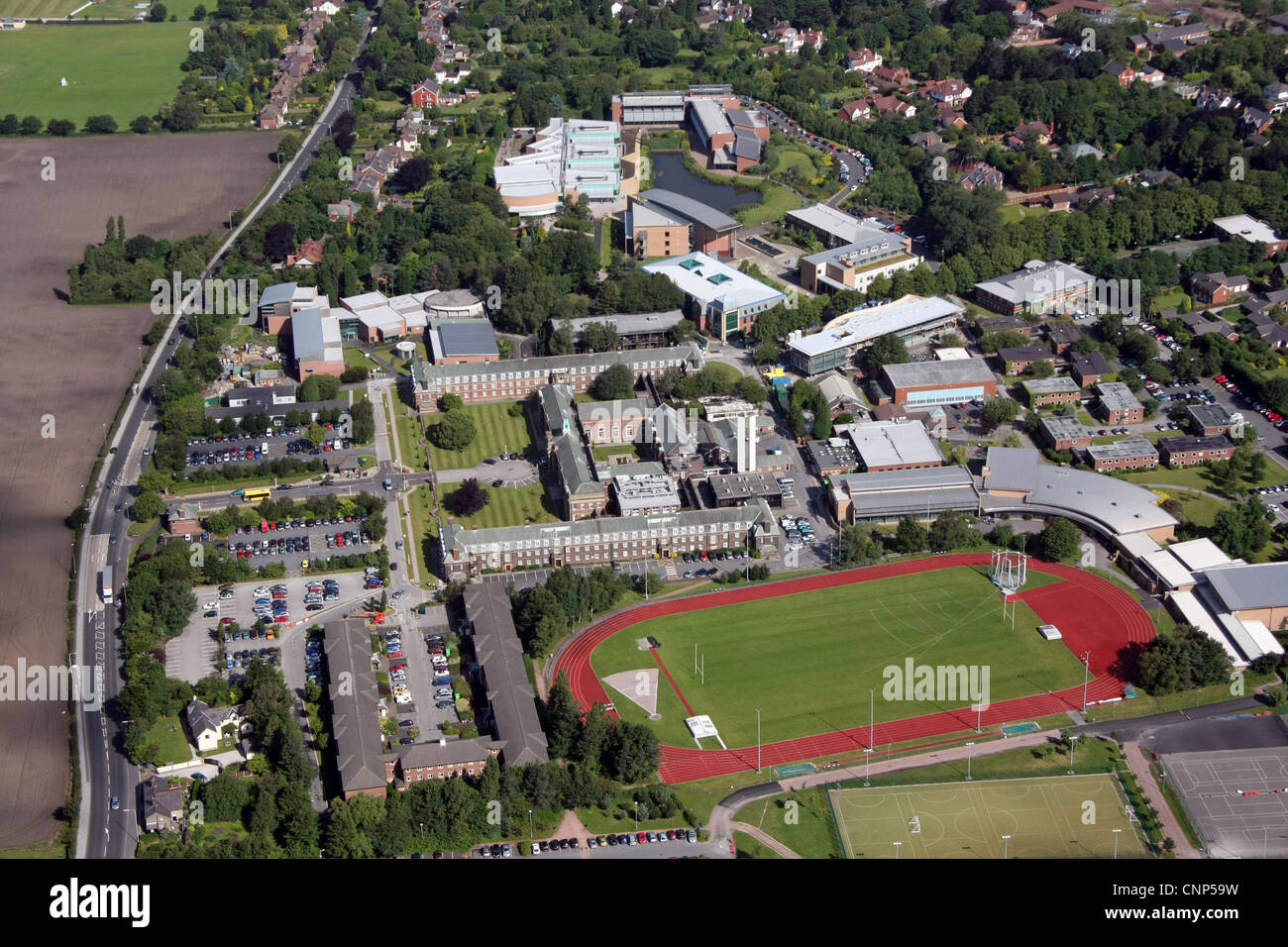 Luftaufnahme der Edge Hill University in Ormskirk, Lancashire Stockfoto
