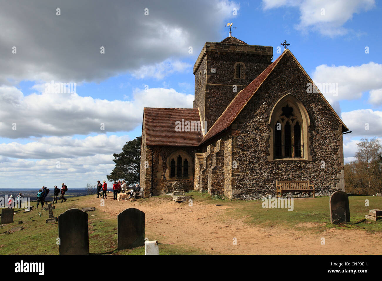 St. Martha auf der Hill Kirche, Surrey Hills, Surrey, England Stockfoto