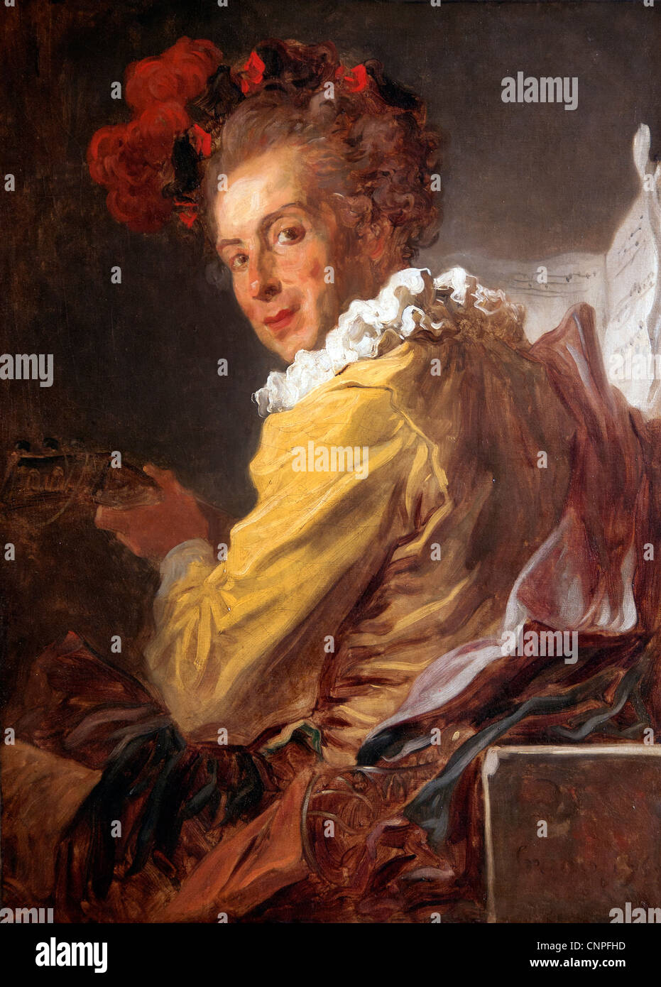 La Musique Musik Porträt M De La Bretèche Bruder des Abtes von Saint-Nr. von Jean Honoré Fragonard 1732-1806 Frankreich Französisch Stockfoto