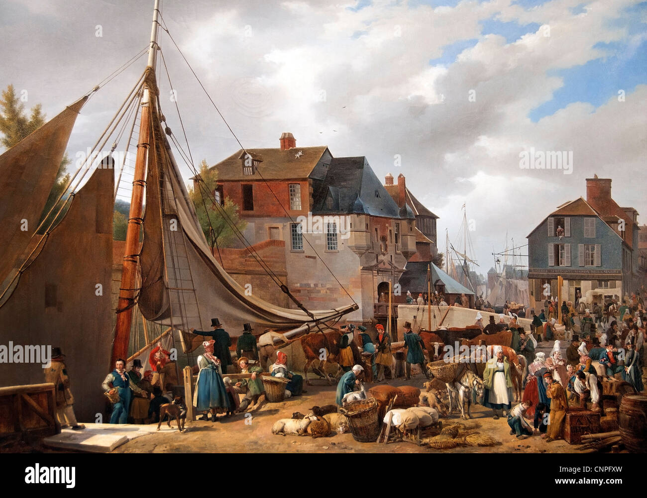 Vieh verladen Boot Passager im Hafen von Honfleur 1823 von LEPRINCE Anne Xavier 1799 1826 Frankreich Französisch Stockfoto