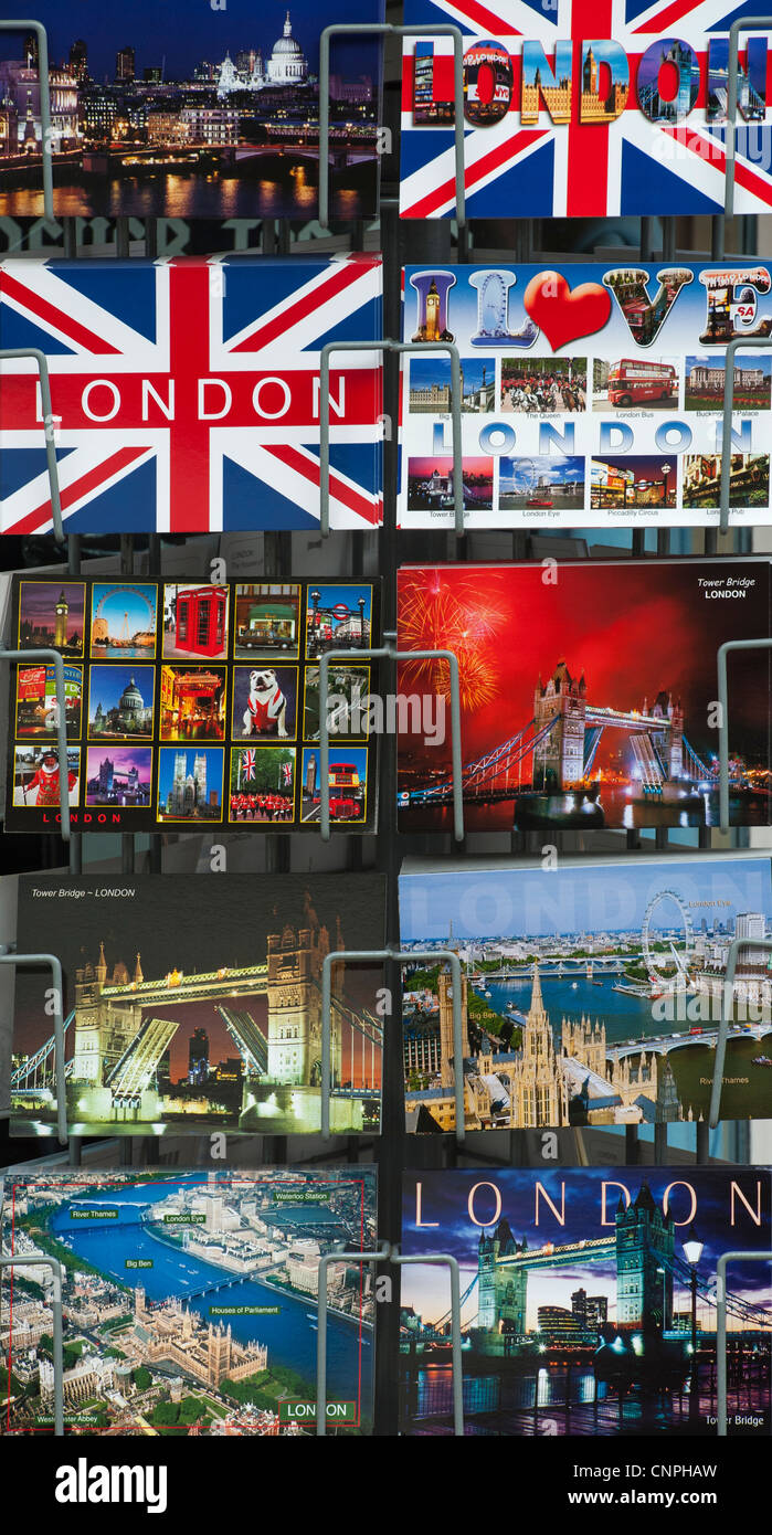London-Postkarten in einem rack Stockfoto