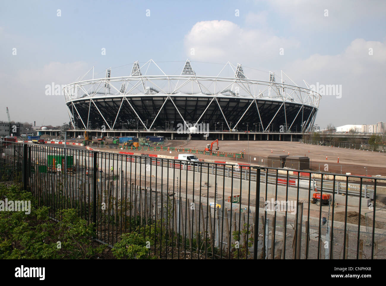 Das Olympiagelände, in East London, während der Bauphase in Vorbereitung auf die Olympischen Spiele 2012. Stockfoto