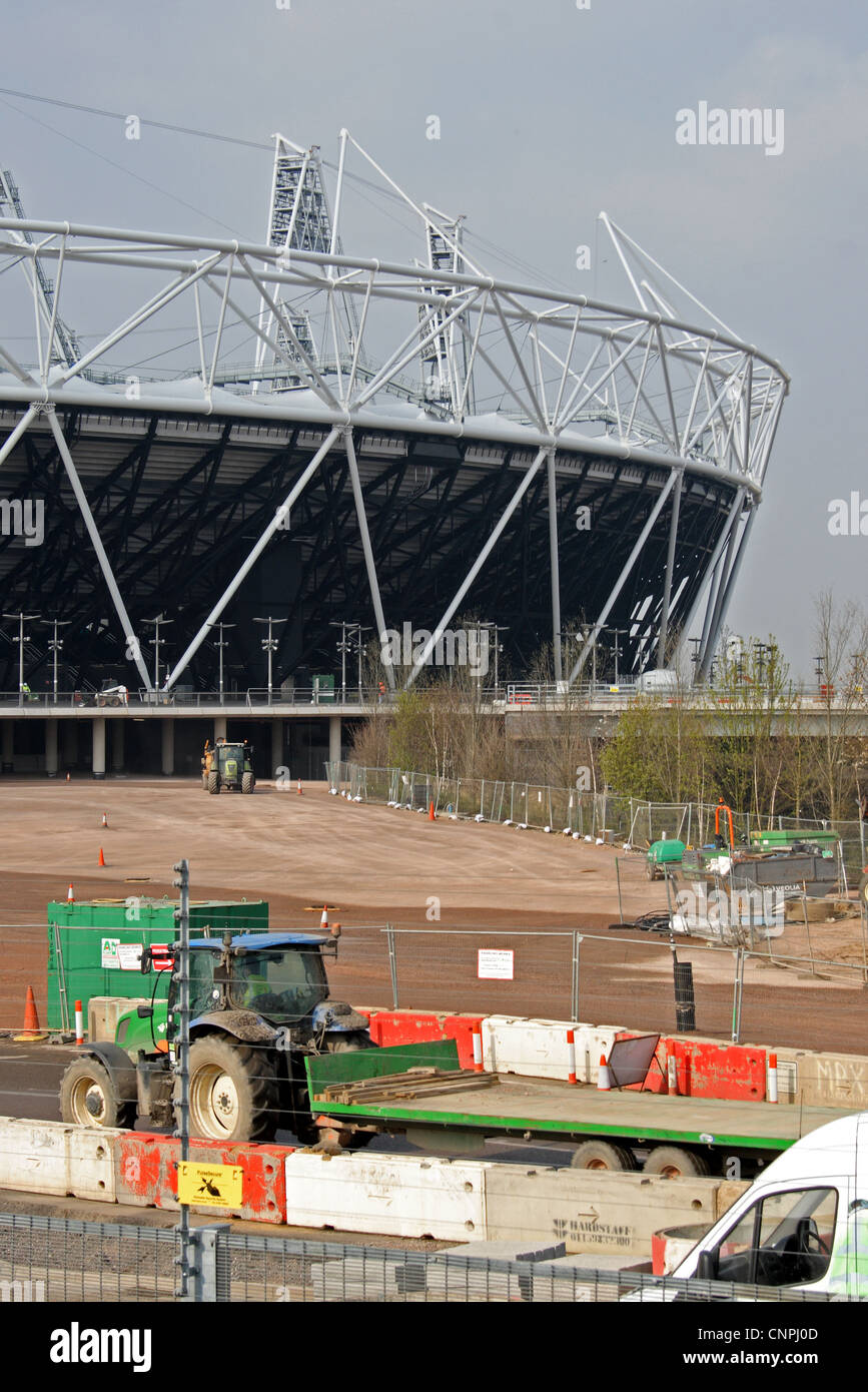 Das Olympiagelände, in East London, während der Bauphase in Vorbereitung auf die Olympischen Spiele 2012. Stockfoto