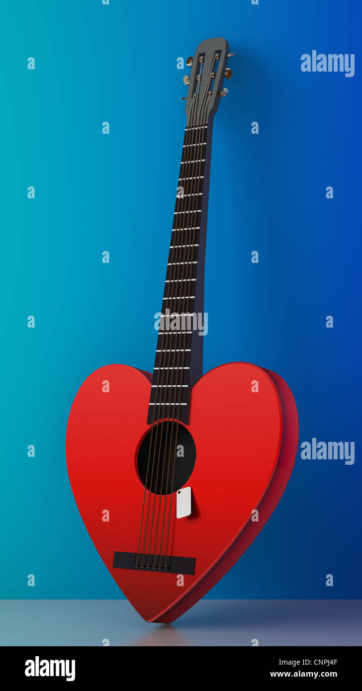 3D Render Herz geformten roten Gitarre Stockfotografie - Alamy