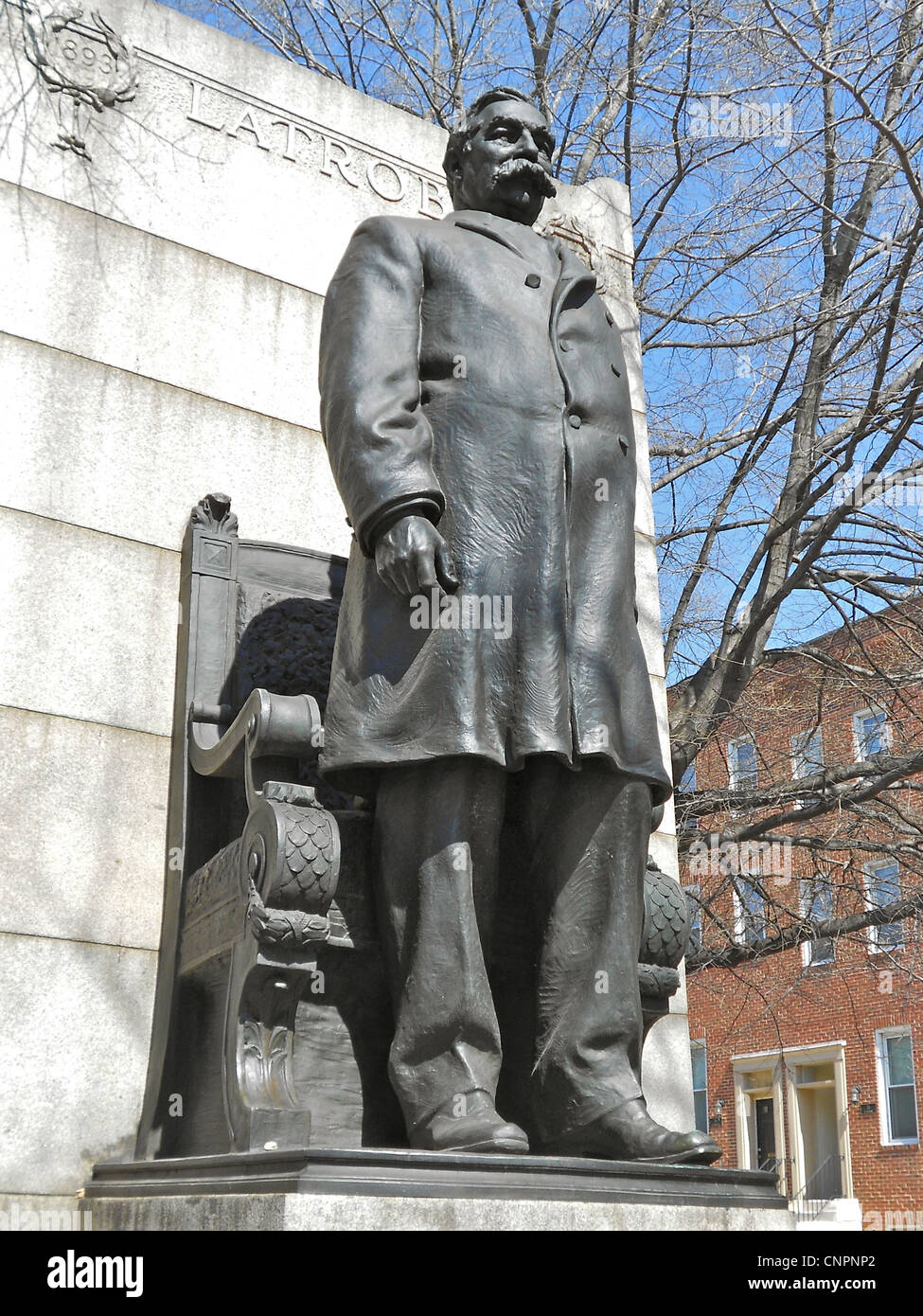 Statue von Latrobe in Baltimore, ca. 1890 Datum Stockfoto