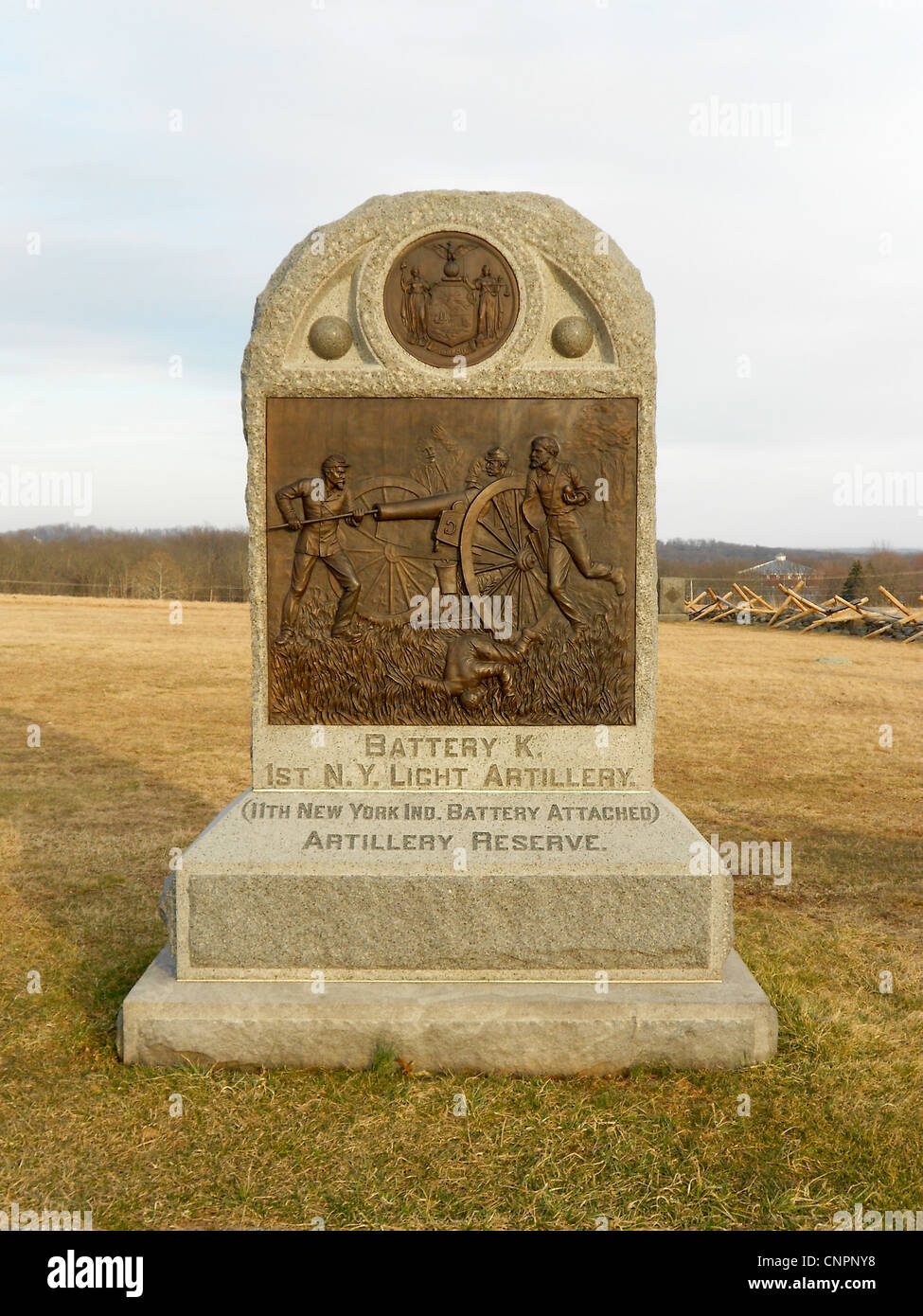 Denkmal auf dem Schlachtfeld von Gettysburg (PA) Batterie K 1. New York Stockfoto