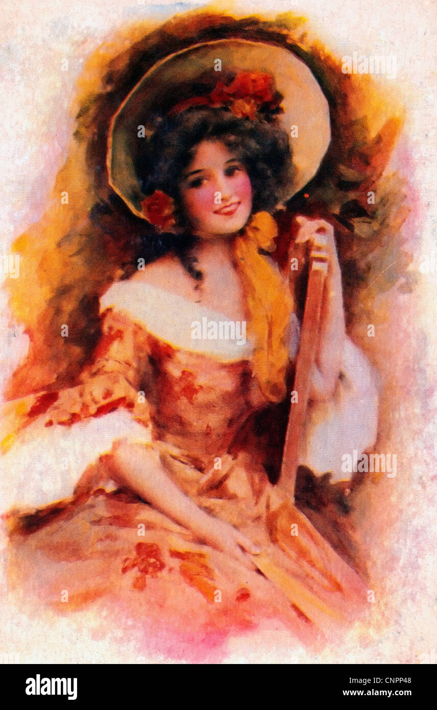 Vintage Illustration von hübschen Mädchen Stockfoto
