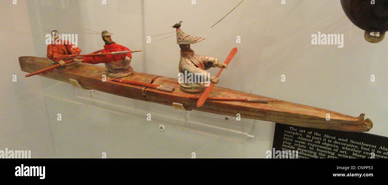 Kajak Modell, Aleut, gesammelt in 1876 - Indianer Sammlung - Peabody Museum der Harvard University Stockfoto