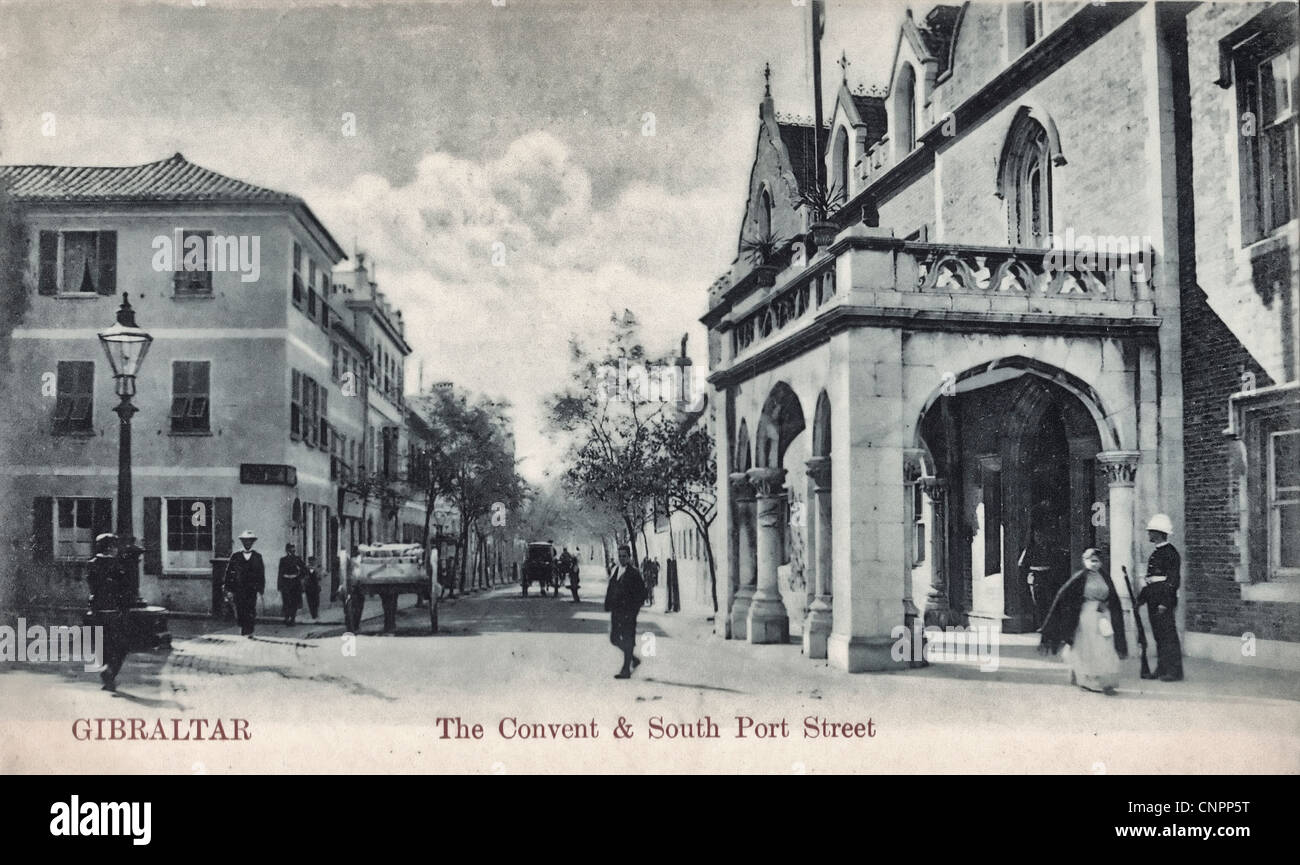 Das Kloster und die South Port Street, Gibraltar, um 1900 Stockfoto Das Kloster und die South Port Street, Gibraltar, um 1900 Stockfoto