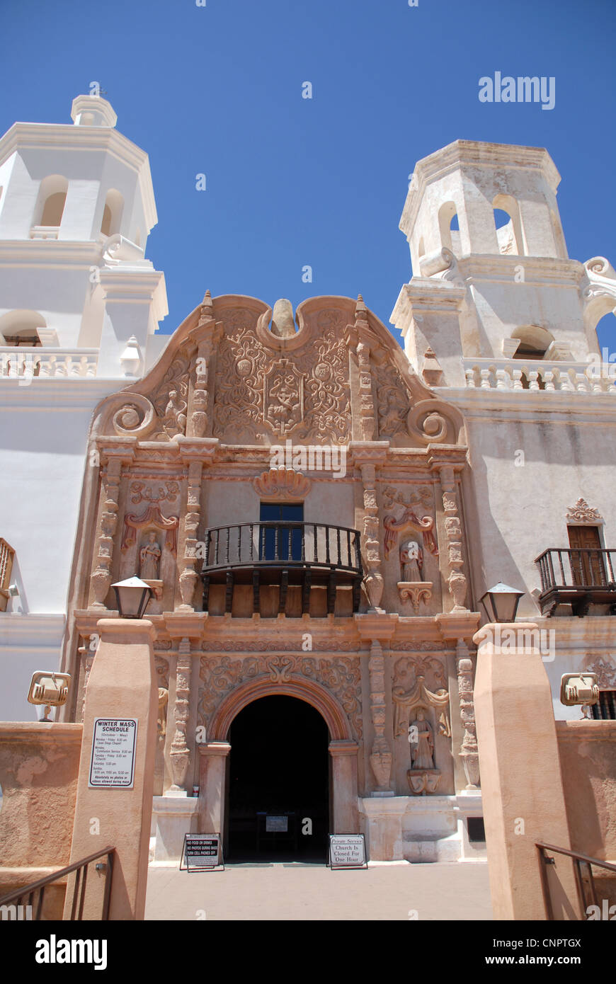 Die schöne Mission San Xavier del Bac, in Tucson Arizona Stockfoto