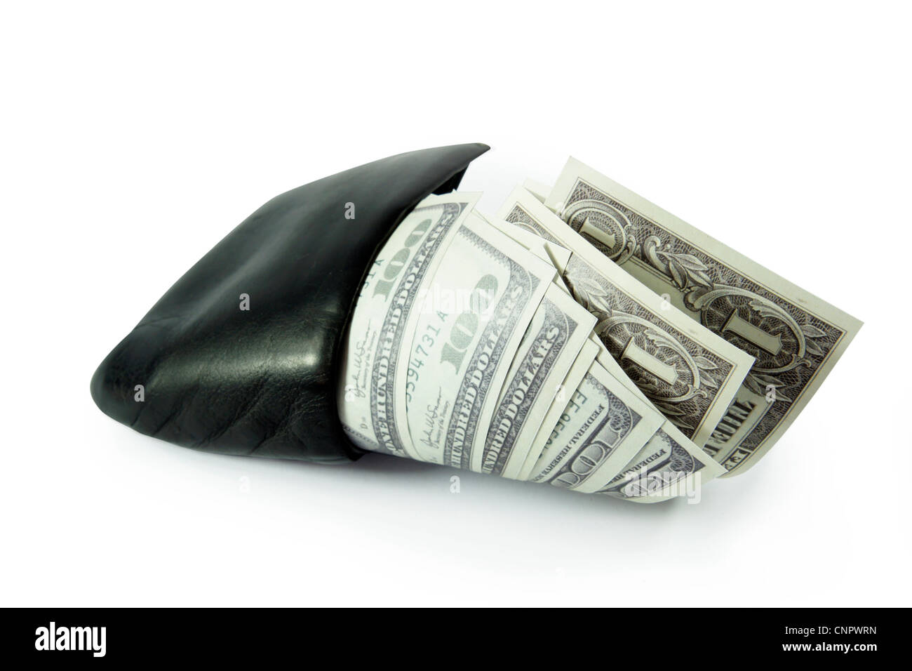 volle Papiergeld Brieftasche reichen Stockfoto